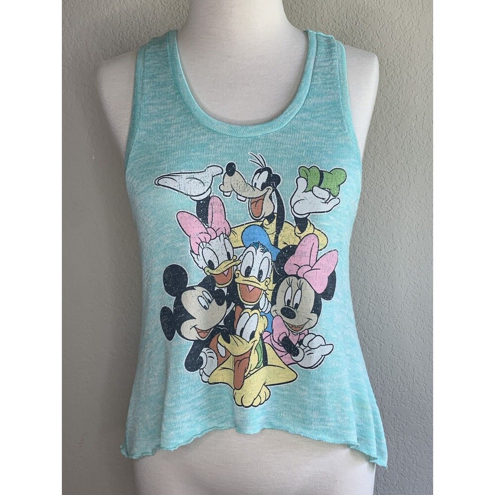 Disney Mickey Gang Characters Racerback Tank Top Light Weight XSmall AquaMarine